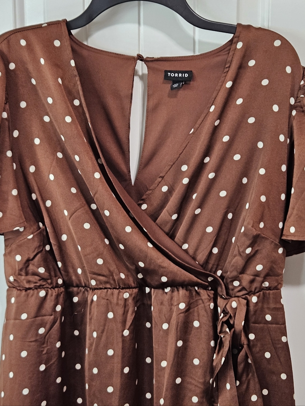 Polka Dot Wrap Ruffle Dress - Picture 6 of 13